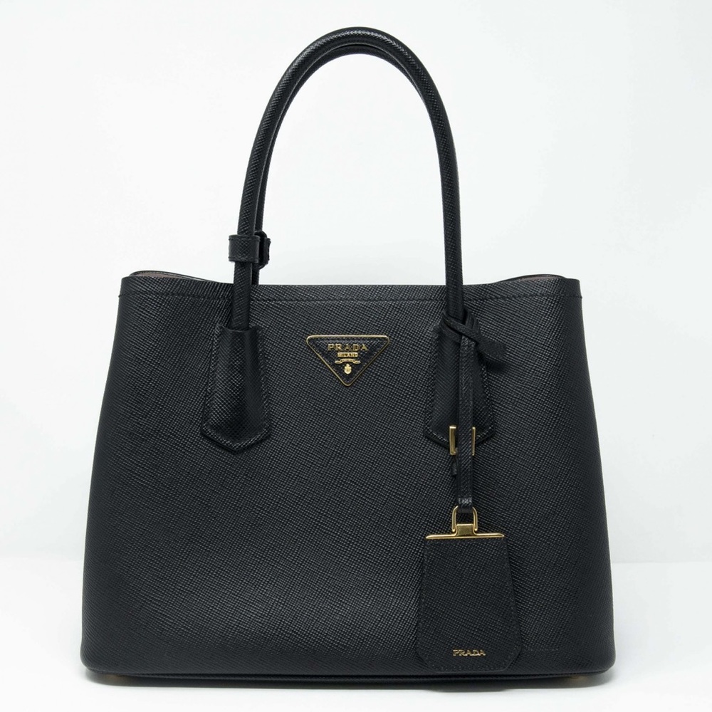 🚫SOLD🚫 PRADA SAFFIANO SMALL DOUBLE CUIR TOTE BAG - Picture 2 of 9